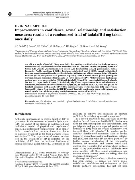 Pdf Improvements In Confidence Sexual Relationship And Satisfaction Measures Results Of A