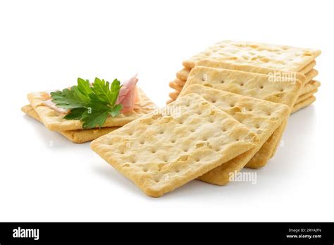 Crackers With Ham Stock Photo Alamy