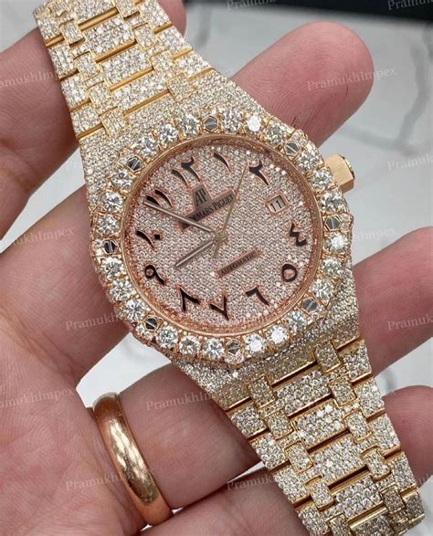 Ap Arabic Dial Vvs Moissanite Fully Iced Out Diamond Wrist Watch For