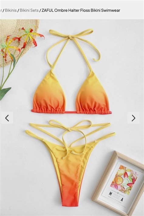 Ombre Orange Red Yellow Ombre String Wrap 2 Piece Bikini