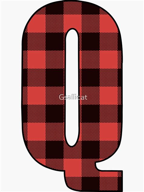 Letter Q Monogram Red And Black Buffalo Plaid Check Sticker For Sale