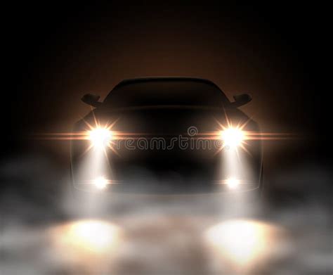 Realistic Car Lights in Fog Stock Vector - Illustration of road, auto: 175149713