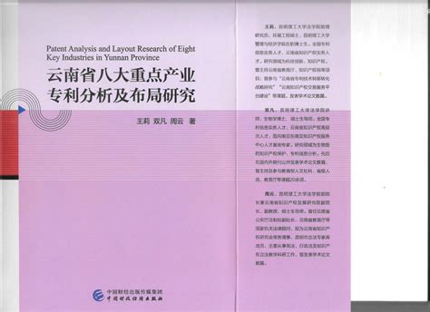 专著｜王莉 双凡 周云：云南省八大重点产业专利分析与布局研究 昆明理工大学法学院