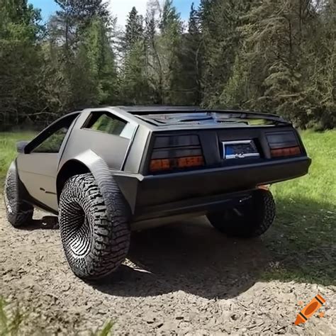 Modified Dmc Delorean With Off Road Tires On Craiyon