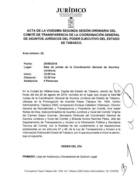 PDF TABASCO ACTA DE LA VIGÉSIMA SEGUNDA SESIÓN ORDINARIA TERCERO