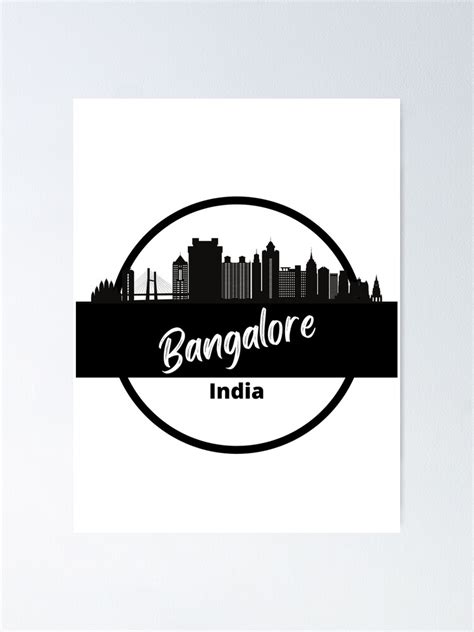 Classic Bangalore India Skyline Cityscape Silhouette Poster For Sale