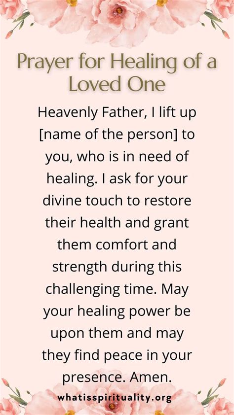 Prayer For The Healing Of A Loved One In 2024 Prayers For Healing