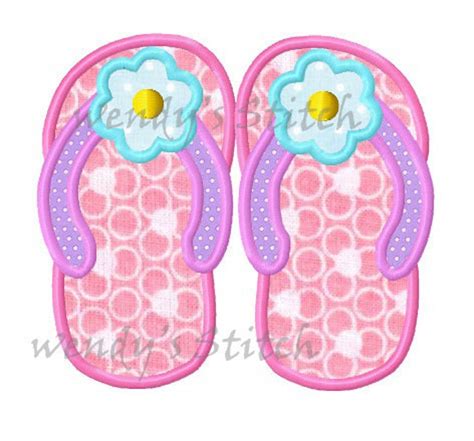 Summer Flowers Flip Flops Applique Machine Embroidery Design Etsy