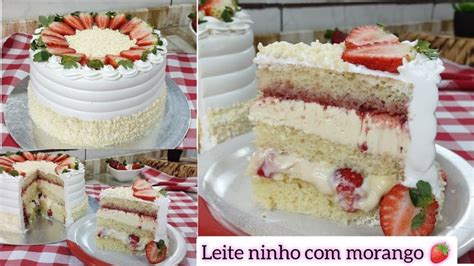 O Bolo Mais Pedido Da Vitrine Leite Ninho Com Morango 🍓 Passo A Passo Massa Recheio