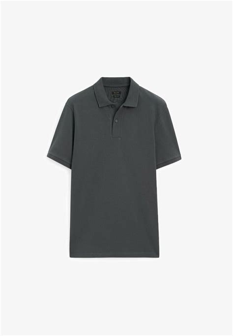 Massimo Dutti Microtextured Piké Grey Grå