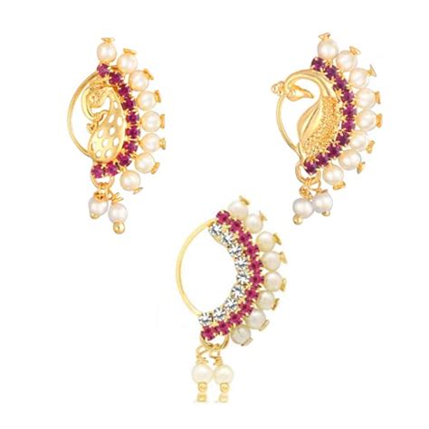 Buy Sukai Jewels Traditional Maharashtrian Non Pierced Nath Nose Ring