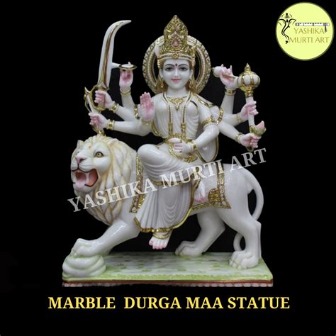 Traditional Hindu Marble Durga Maa Statue For Temple Size Inch To