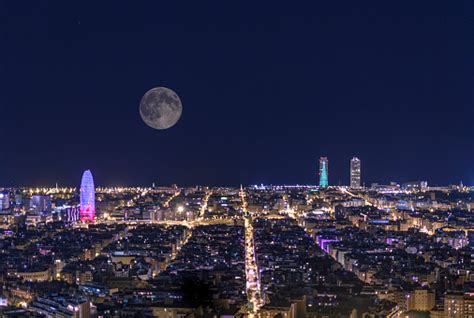 Barcelona City Night Stock Photo - Download Image Now - iStock