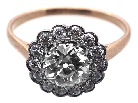 Edwardian 18ct Gold Platinum Diamond Daisy Cluster Ring 88H The