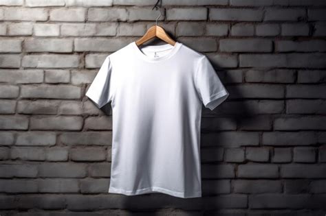 Premium AI Image | A white shirt hanging on a wall with a brick wall ...