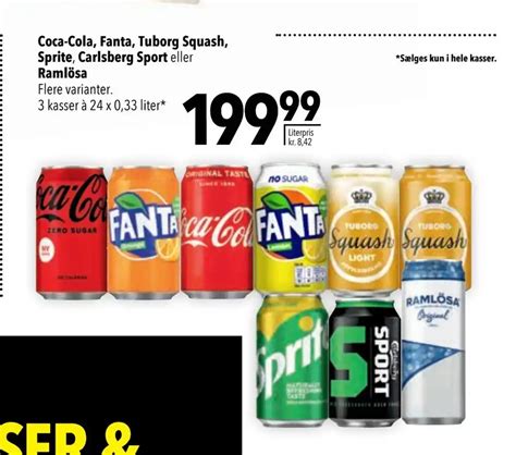 Coca Cola Fanta Tuborg Squash Sprite Carlsberg Sport eller Ramlösa