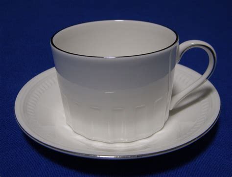 Wedgwood Colosseum Platinum Bone China Flat Cup And Saucers