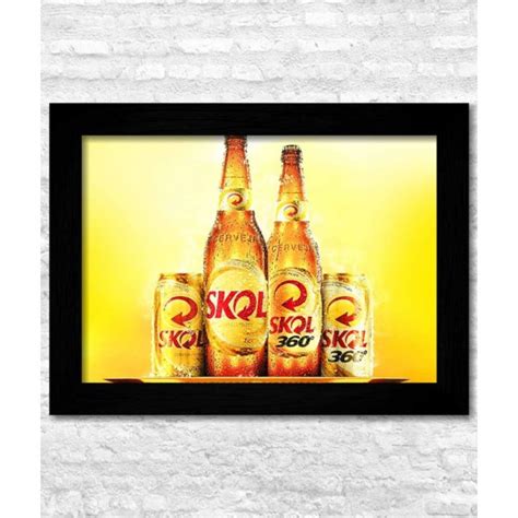 Quadro Decorativo Bar Boteco Bebida Skol Cerveja C Moldura Elo