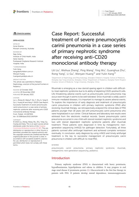 Pdf Case Report Successful Treatment Of Severe Pneumocystis Carinii Pneumonia In A Case