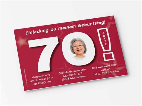 Geburtstag Einladungskarten 70 Geburtstag Große 70 Rot 70