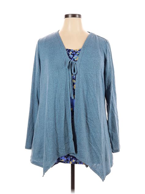 LOGO By Lori Goldstein Marled Blue Cardigan Size XL 72 Off ThredUp