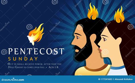 Pentecost Sunday Apostles And Holy Spirit In Flame Vector Illustration