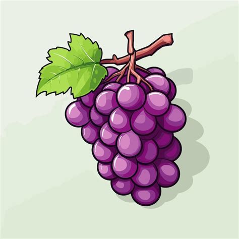 Un Dibujo De Uvas Moradas Con Una Hoja Verde En La Parte Superior