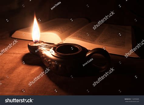 Opened Bible Oil Lamp Stock Photo (Edit Now) 116099689