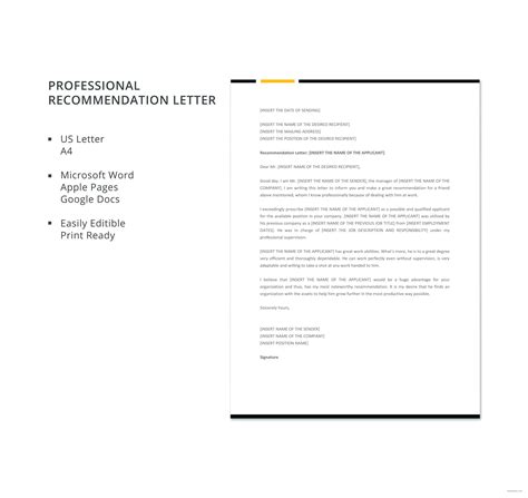 Professional Reference Letter Template Word Professional Reference