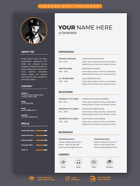 Premium PSD PSD Modern Resume Or Cv Design Template