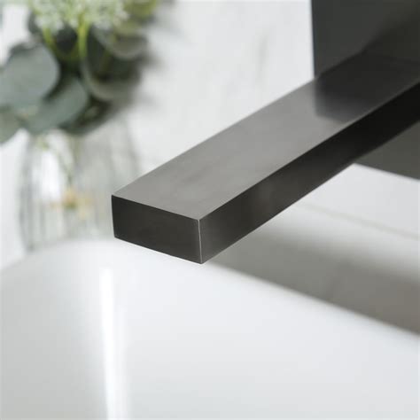 Milano Orno Modern Wall Mounted Basin Mixer Tap Gun Metal Grey