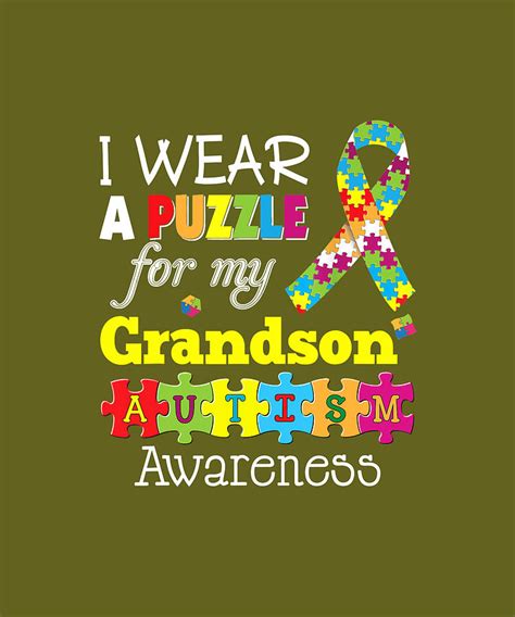 I Love My Autistic Grandson Autism Awareness Day Rainbow T Shirt