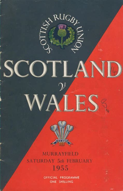 SCOTLAND V WALES 1955 RUGBY PROGRAMME - Scotland Rugby Union Programmes ...