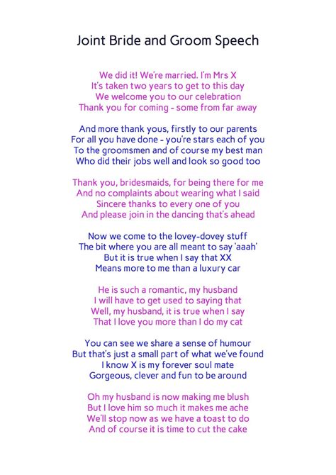 How To Write A Bride And Groom Thank You Speech Coverletterpedia