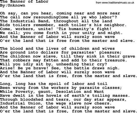 The Banner Of Labor Political Solidarity Workers Or Union Song Lyrics