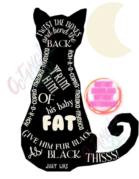 Thackary Binx Hocus Pocus Cat Transformation Spell Instant Download Svg ...