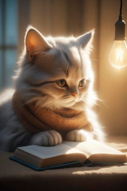 Livros De Leitura Para Gatos Foto Premium