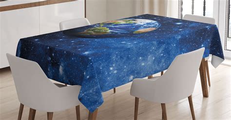 Space Tablecloth, Outer View of Planet Earth in Solar System with Stars ...