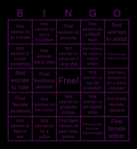 Womens History Month Bingo Card