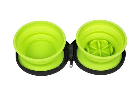 Double Travel Bowl Slowfeeder Green Genyen