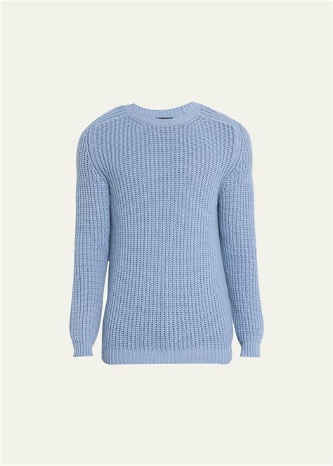 Iris Von Arnim Mens Stonewashed Cashmere Ribbed Crewneck Sweater