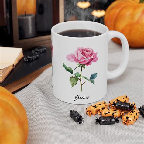 Custom Birth Flower Mug Personalized Flower Mug Birth Flower Mug