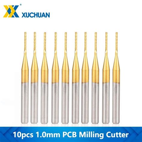 Pcs Mm Titanium Coated Carbide Pcb Milling Cutter Cnc Router