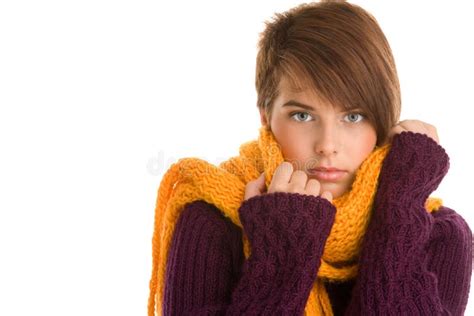 Woman wearing warm clothes stock image. Image of background - 18144571