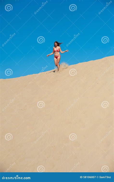 Girl In Red Bikini Running On Sand Stock Image Image Of Adult Bikini