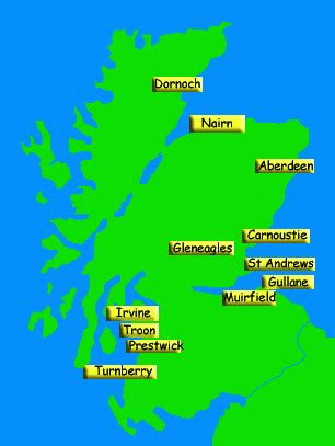 Scotland, Golf Course guide to Scottish clubs