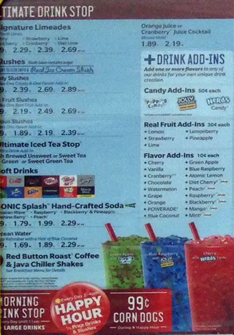 Sonic Drive-in Menu, Menu for Sonic Drive-in, Elverson, Chester County ...