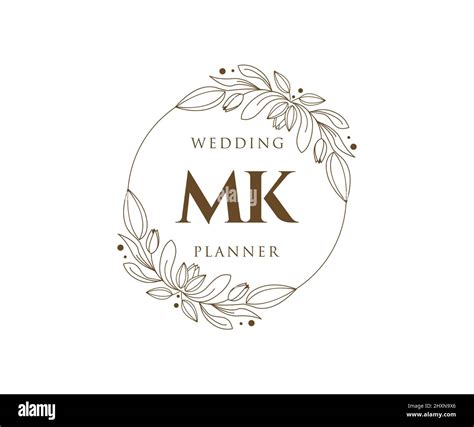 Mk Initials Letter Wedding Monogram Logos Collection Hand Drawn Modern