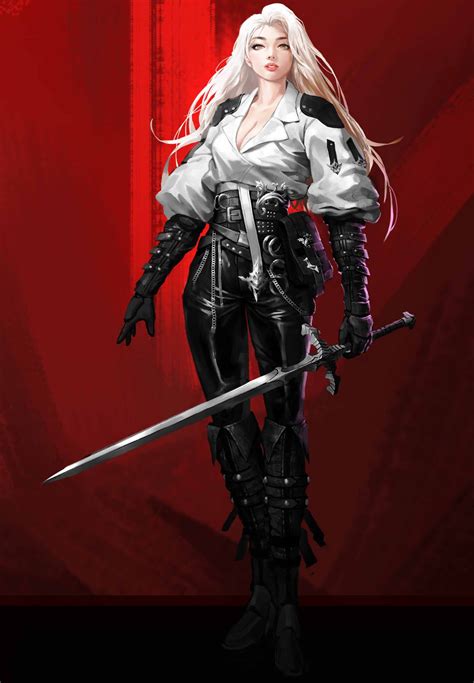 Artstation Blackandwhite Armor Gwangmin Choi Female Character Design Rpg Character Character