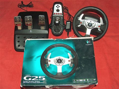 In Original Box Logitech G25 Racing Wheel Shifter Pedals Ps2 Ps3 Pc